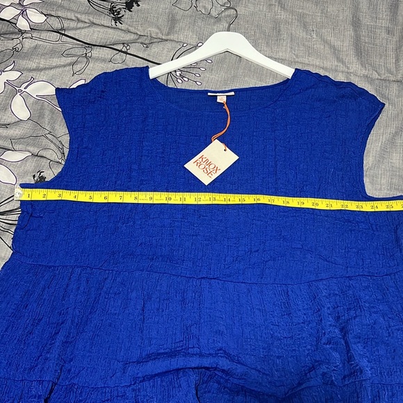 NWT Knox Rose Crinkle Gauze Midi Dress Royal Cobalt Blue Tiered Boho Pockets - Picture 10 of 12